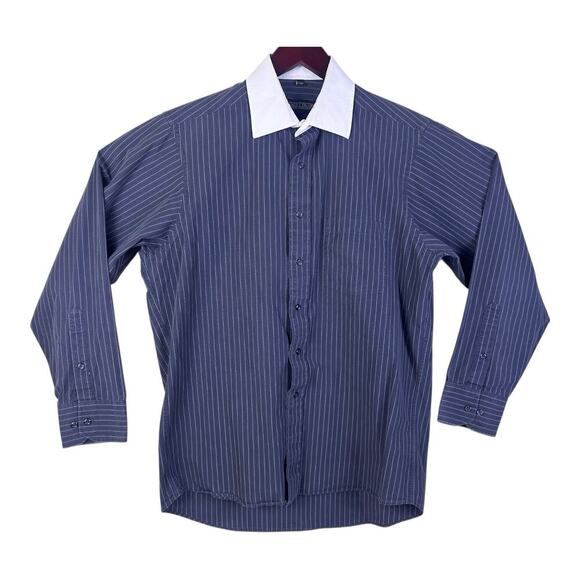 Donald J Trump Men Dress Shirt 15.5 32/33 Black Striped Signature Long Sleeve - Picture 1 of 12